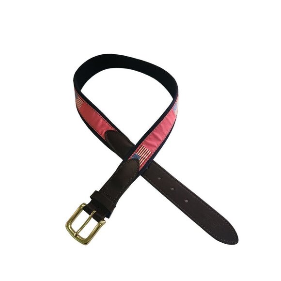 Vineyard Vines American Flag Leather Belt Size 30 - Picture 7 of 9